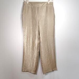 Travelers Chico’s Gold Shimmer Pants Straight Leg Size 2 L/12 Loud Luxury Resort